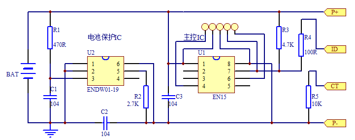 蘋(píng)果電池碼片專用單片機(jī)EN15電路圖